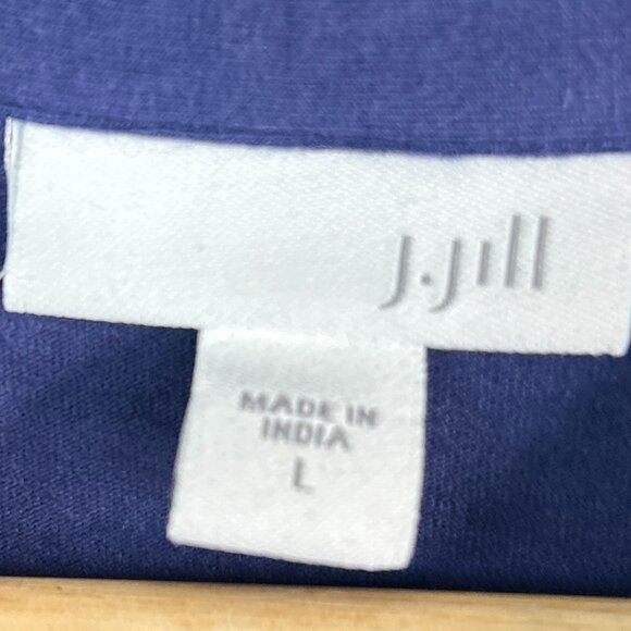 J.Jill Layered Back  Midi T-Shirt Women’s Dress Button Down Size L Purple Casual - Picture 4 of 7